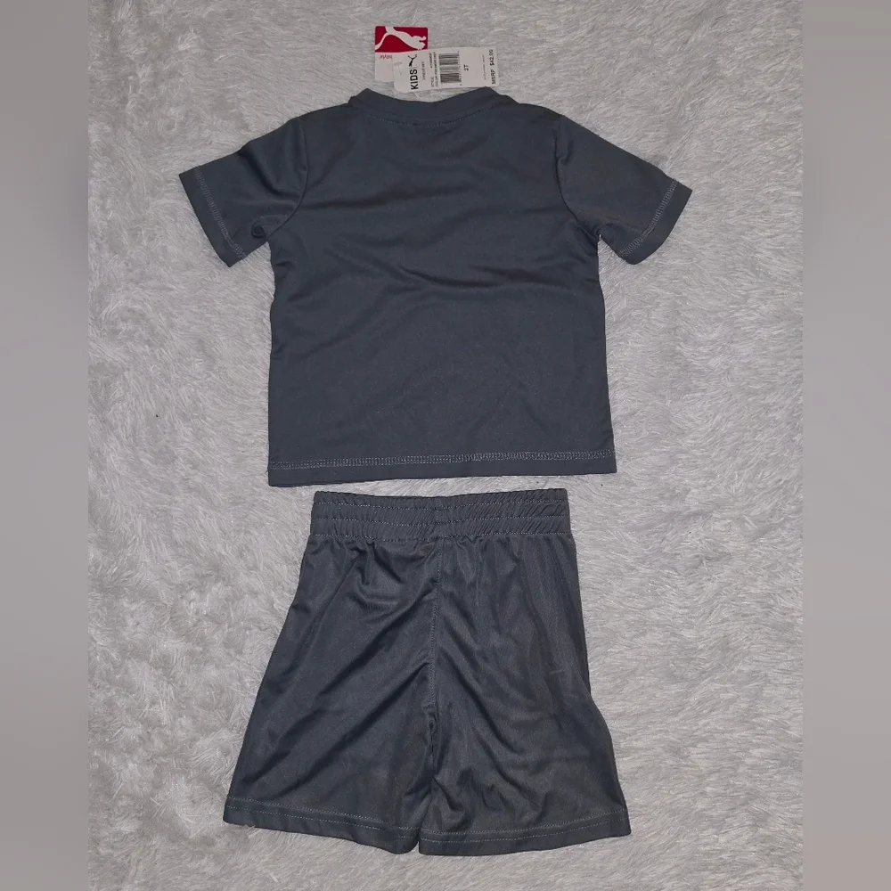 NewbPuma Kids Gray and Orange Shirt & Shorts Set sz 2T